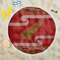 New Zealand Christmas Beach Blanket Meri Kirihimete Silver Fern Knit Style Green Color LT03 One Size 150cm Green - Polynesian Pride