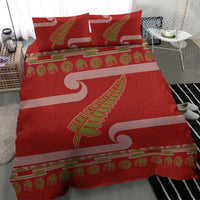 New Zealand Christmas Bedding Set Meri Kirihimete Silver Fern Knit Style Green Color LT03 - Polynesian Pride