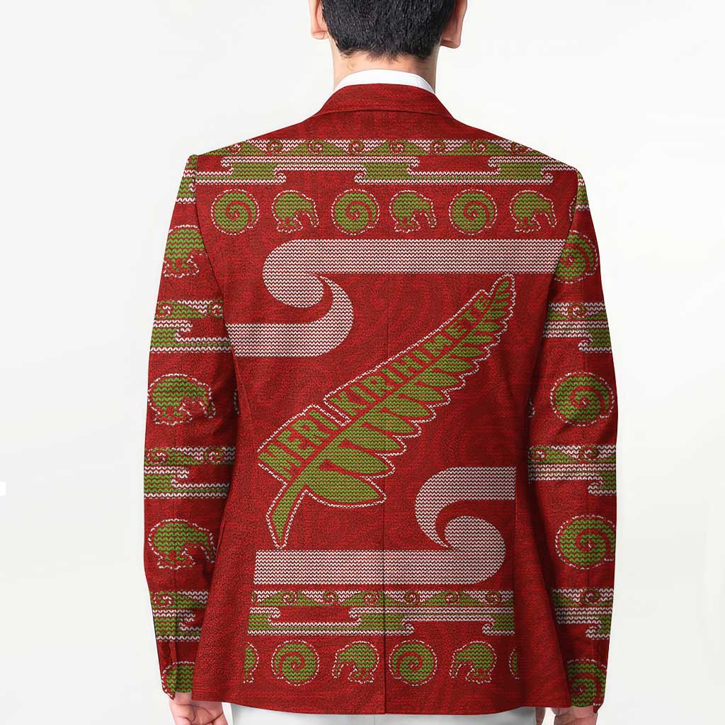 New Zealand Christmas Blazer Meri Kirihimete Silver Fern Knit Style Green Color LT03 - Polynesian Pride