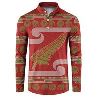 New Zealand Christmas Button Sweatshirt Meri Kirihimete Silver Fern Knit Style Green Color LT03 Green - Polynesian Pride