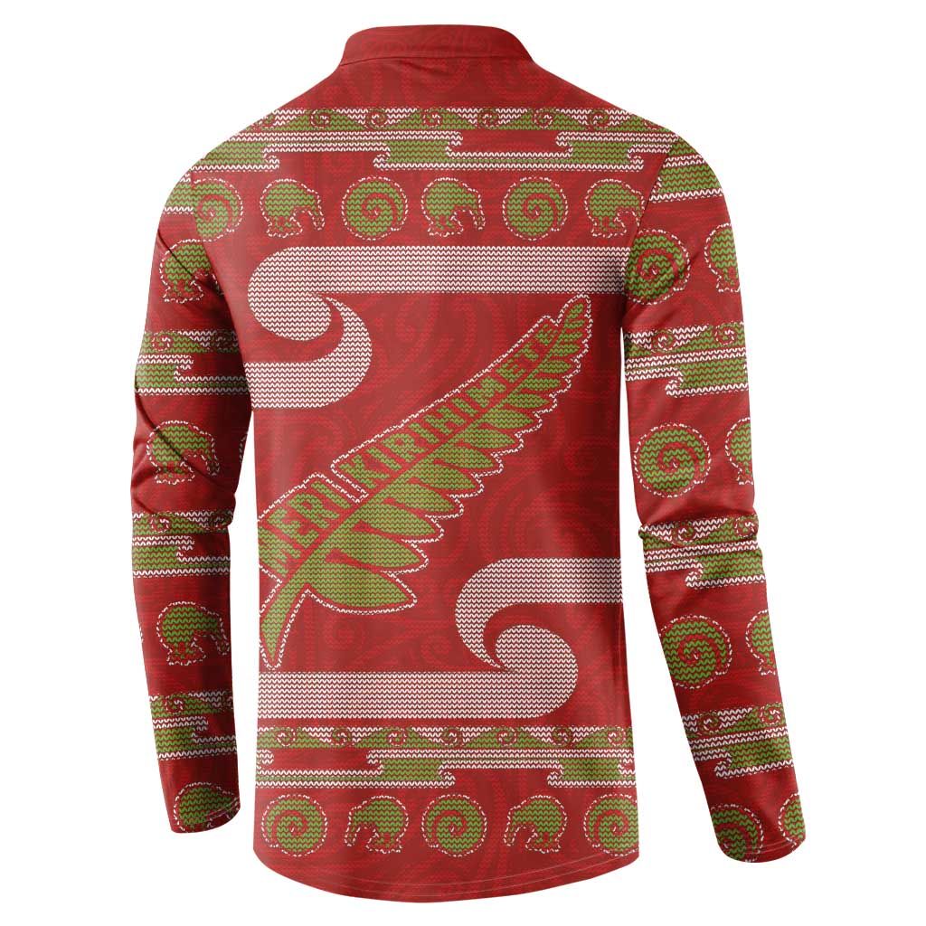 New Zealand Christmas Button Sweatshirt Meri Kirihimete Silver Fern Knit Style Green Color LT03 - Polynesian Pride