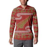 New Zealand Christmas Button Sweatshirt Meri Kirihimete Silver Fern Knit Style Green Color LT03 - Polynesian Pride