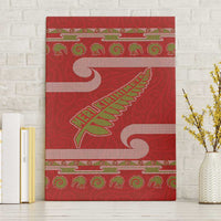 New Zealand Christmas Canvas Wall Art Meri Kirihimete Silver Fern Knit Style Green Color LT03 Without Frame Green - Polynesian Pride
