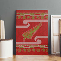 New Zealand Christmas Canvas Wall Art Meri Kirihimete Silver Fern Knit Style Green Color LT03 - Polynesian Pride