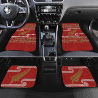 New Zealand Christmas Car Mats Meri Kirihimete Silver Fern Knit Style Green Color LT03 Set 4pcs Green - Polynesian Pride