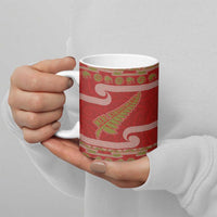 New Zealand Christmas Ceramic Mug Meri Kirihimete Silver Fern Knit Style Green Color LT03 - Polynesian Pride