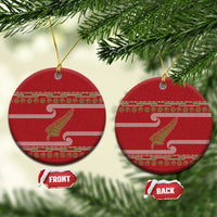 New Zealand Christmas Ceramic Ornament Meri Kirihimete Silver Fern Knit Style Green Color LT03 Circle Green - Polynesian Pride