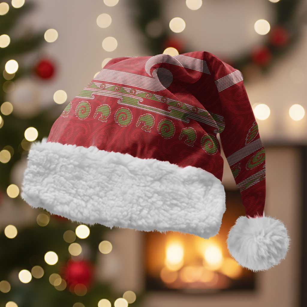 New Zealand Christmas Santa Hat Meri Kirihimete Silver Fern Knit Style Green Color - Polynesian Pride