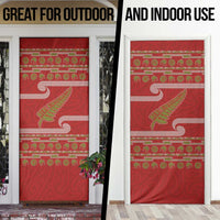 New Zealand Christmas Door Cover Meri Kirihimete Silver Fern Knit Style Green Color LT03 - Polynesian Pride
