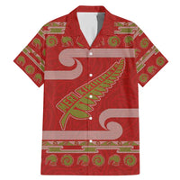 New Zealand Christmas Family Matching Mermaid Dress and Hawaiian Shirt Meri Kirihimete Silver Fern Knit Style Green Color LT03 Dad's Shirt - Short Sleeve Green - Polynesian Pride