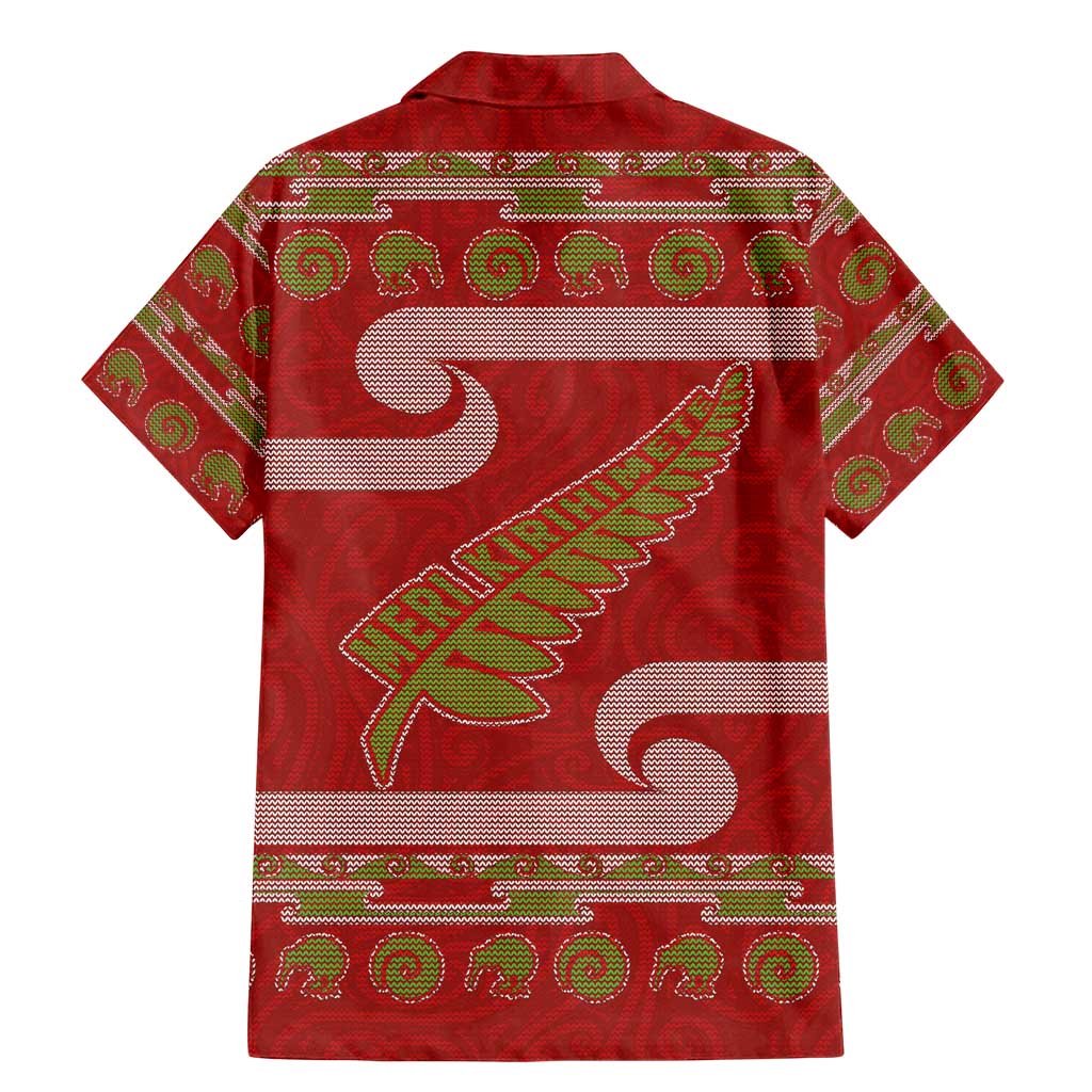 New Zealand Christmas Family Matching Mermaid Dress and Hawaiian Shirt Meri Kirihimete Silver Fern Knit Style Green Color LT03 - Polynesian Pride