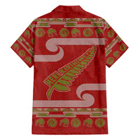 New Zealand Christmas Family Matching Puletasi and Hawaiian Shirt Meri Kirihimete Silver Fern Knit Style Green Color LT03 - Polynesian Pride