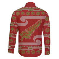 New Zealand Christmas Family Matching Puletasi and Hawaiian Shirt Meri Kirihimete Silver Fern Knit Style Green Color LT03 - Polynesian Pride