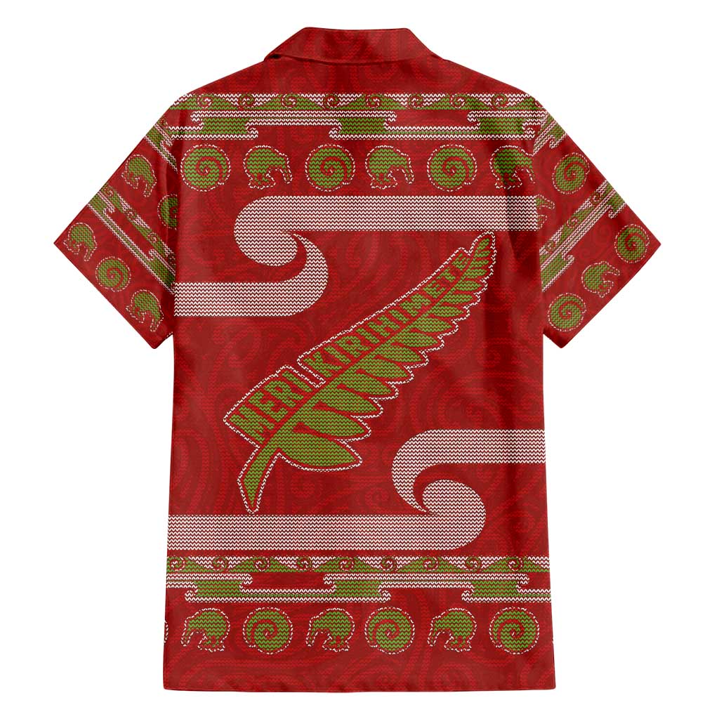 New Zealand Christmas Family Matching Summer Maxi Dress and Hawaiian Shirt Meri Kirihimete Silver Fern Knit Style Green Color LT03 - Polynesian Pride