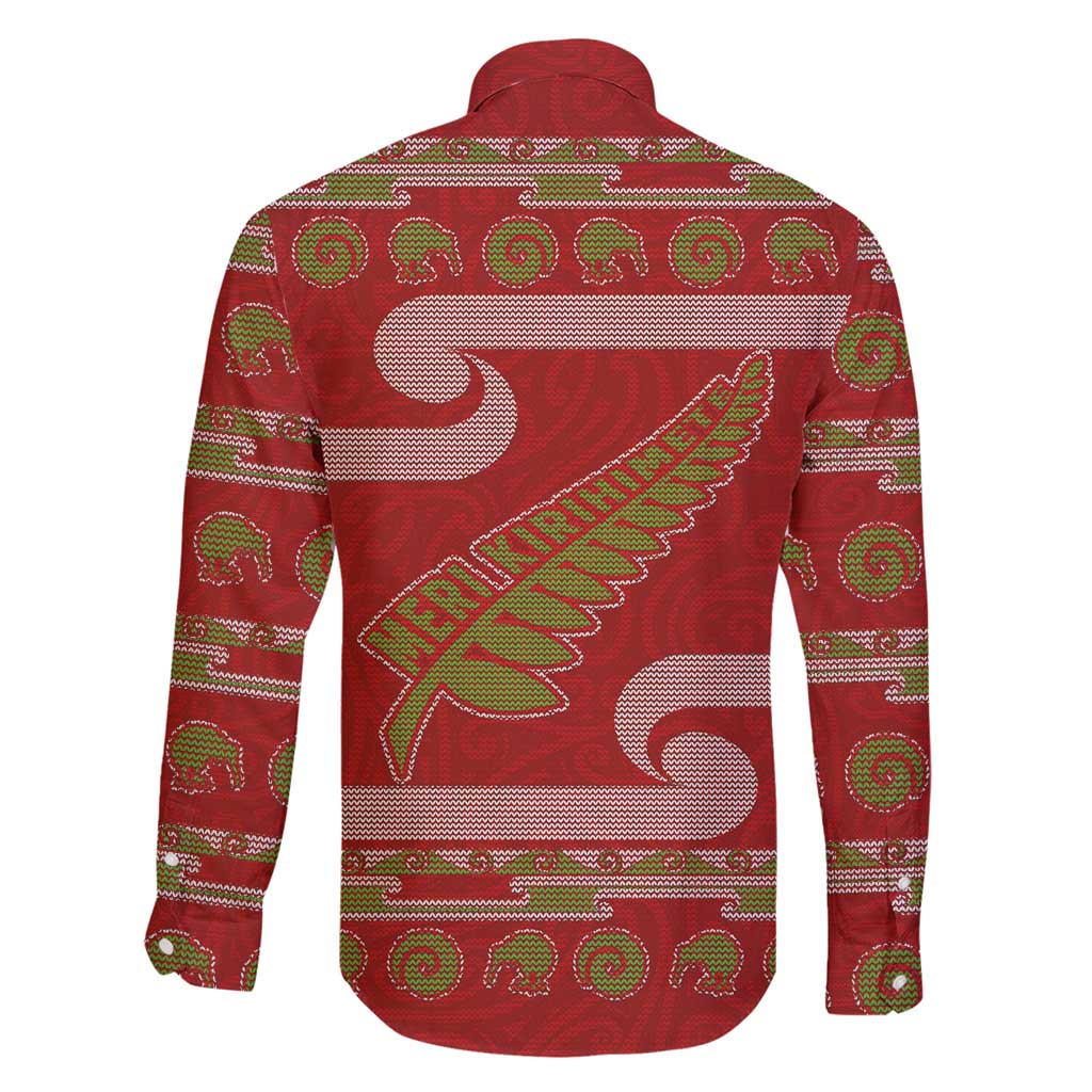 New Zealand Christmas Family Matching Tank Maxi Dress and Hawaiian Shirt Meri Kirihimete Silver Fern Knit Style Green Color LT03 - Polynesian Pride