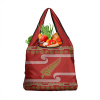 New Zealand Christmas Grocery Bag Meri Kirihimete Silver Fern Knit Style Green Color LT03 1-pack One Size Green - Polynesian Pride