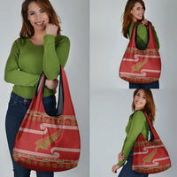 New Zealand Christmas Grocery Bag Meri Kirihimete Silver Fern Knit Style Green Color LT03 - Polynesian Pride