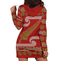 New Zealand Christmas Hoodie Dress Meri Kirihimete Silver Fern Knit Style Green Color LT03 - Polynesian Pride