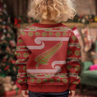 New Zealand Christmas Kid Ugly Christmas Sweater Meri Kirihimete Silver Fern Knit Style Green Color LT03 - Polynesian Pride