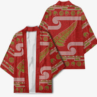 New Zealand Christmas Kimono Meri Kirihimete Silver Fern Knit Style Green Color LT03 - Polynesian Pride