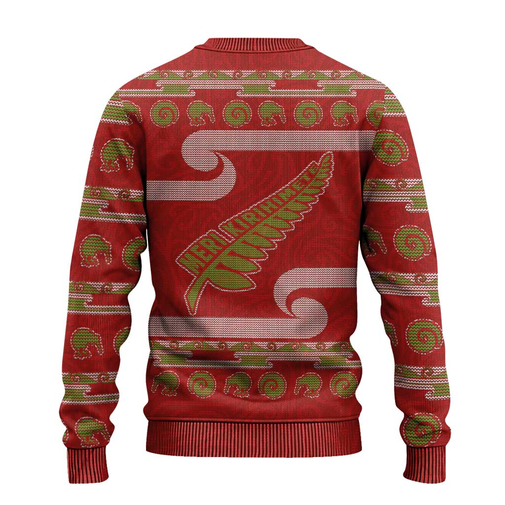 New Zealand Christmas Ugly Christmas Sweater Meri Kirihimete Silver Fern Knit Style Green Color LT03 - Polynesian Pride