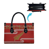 New Zealand Christmas Leather Bag Meri Kirihimete Silver Fern Knit Style Green Color LT03 - Polynesian Pride