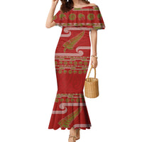 New Zealand Christmas Mermaid Dress Meri Kirihimete Silver Fern Knit Style Green Color LT03 Women Green - Polynesian Pride