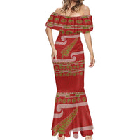 New Zealand Christmas Mermaid Dress Meri Kirihimete Silver Fern Knit Style Green Color LT03 - Polynesian Pride