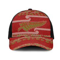 New Zealand Christmas Mesh Trucker Cap Meri Kirihimete Silver Fern Knit Style Green Color LT03 One Size Black Green - Polynesian Pride