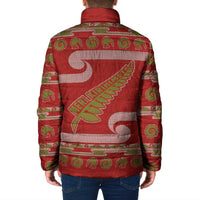 New Zealand Christmas Padded Jacket Meri Kirihimete Silver Fern Knit Style Green Color LT03 - Polynesian Pride