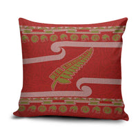 New Zealand Christmas Pillow Cover Meri Kirihimete Silver Fern Knit Style Green Color LT03 Green - Polynesian Pride