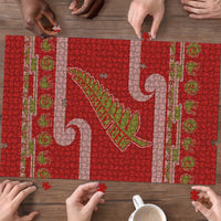 New Zealand Christmas Puzzle Meri Kirihimete Silver Fern Knit Style Green Color LT03 - Polynesian Pride