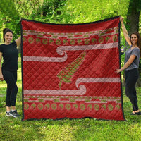 New Zealand Christmas Quilt Meri Kirihimete Silver Fern Knit Style Green Color LT03 - Polynesian Pride