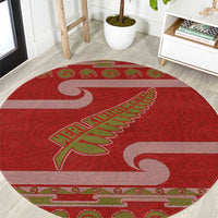 New Zealand Christmas Round Carpet Meri Kirihimete Silver Fern Knit Style Green Color LT03 Green - Polynesian Pride