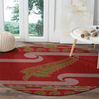 New Zealand Christmas Round Carpet Meri Kirihimete Silver Fern Knit Style Green Color LT03 - Polynesian Pride