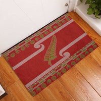 New Zealand Christmas Rubber Doormat Meri Kirihimete Silver Fern Knit Style Green Color LT03 - Polynesian Pride