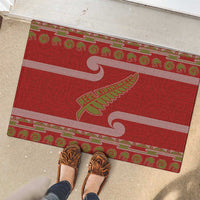 New Zealand Christmas Rubber Doormat Meri Kirihimete Silver Fern Knit Style Green Color LT03 - Polynesian Pride