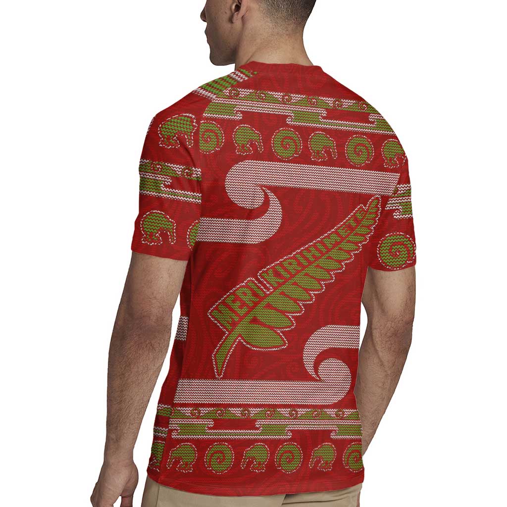 New Zealand Christmas Rugby Jersey Meri Kirihimete Silver Fern Knit Style Green Color LT03 - Polynesian Pride