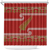 New Zealand Christmas Shower Curtain Meri Kirihimete Silver Fern Knit Style Green Color LT03 Green - Polynesian Pride