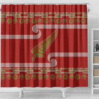 New Zealand Christmas Shower Curtain Meri Kirihimete Silver Fern Knit Style Green Color LT03 - Polynesian Pride
