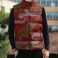 New Zealand Christmas Sleeveless Puffer Jacket Meri Kirihimete Silver Fern Knit Style Green Color LT03 - Polynesian Pride