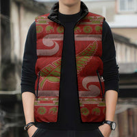 New Zealand Christmas Sleeveless Puffer Jacket Meri Kirihimete Silver Fern Knit Style Green Color LT03 - Polynesian Pride