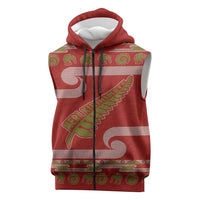New Zealand Christmas Sleeveless Zip Hoodie Meri Kirihimete Silver Fern Knit Style Green Color LT03 Green - Polynesian Pride