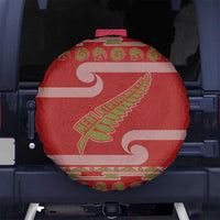 New Zealand Christmas Spare Tire Cover Meri Kirihimete Silver Fern Knit Style Green Color LT03 No hole Green - Polynesian Pride