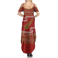 New Zealand Christmas Summer Maxi Dress Meri Kirihimete Silver Fern Knit Style Green Color LT03 - Polynesian Pride
