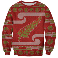 New Zealand Christmas Sweatshirt Meri Kirihimete Silver Fern Knit Style Green Color LT03 Unisex Green - Polynesian Pride