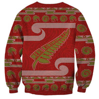 New Zealand Christmas Sweatshirt Meri Kirihimete Silver Fern Knit Style Green Color LT03 - Polynesian Pride