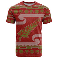 New Zealand Christmas T Shirt Meri Kirihimete Silver Fern Knit Style Green Color LT03 Green - Polynesian Pride