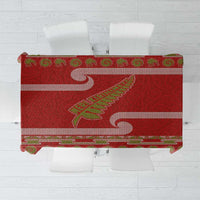 New Zealand Christmas Tablecloth Meri Kirihimete Silver Fern Knit Style Green Color LT03 Green - Polynesian Pride
