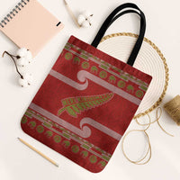 New Zealand Christmas Tote Bag Meri Kirihimete Silver Fern Knit Style Green Color LT03 Black Strap One Size Green - Polynesian Pride